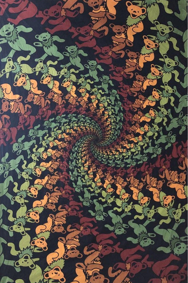 Grateful Dead Dancing Bears Wood Spiral Mini Tapestry 30x45" by Sunshine Joy