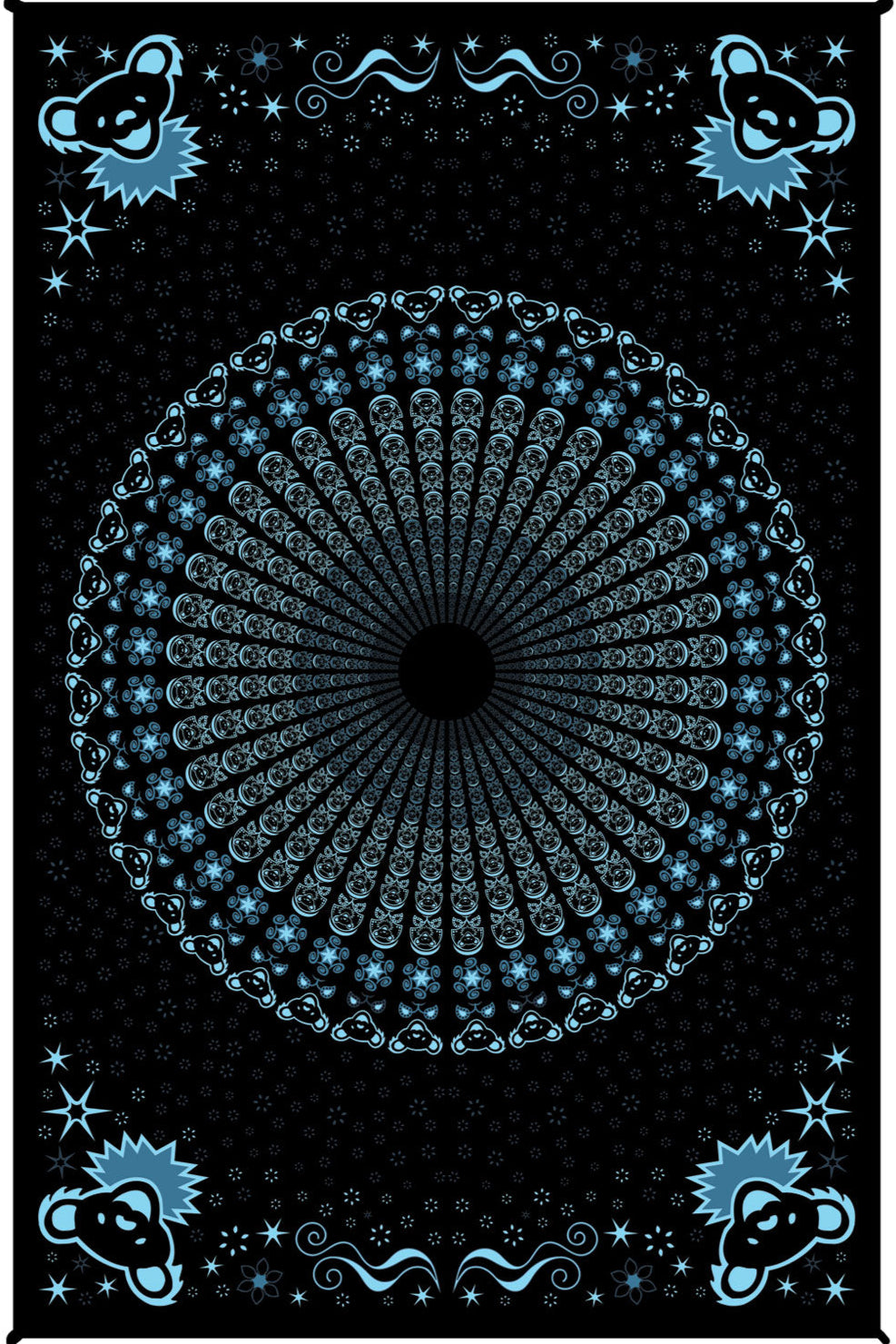Grateful Dead Peacock Bears Mandala Tapestry by Sunshine Joy