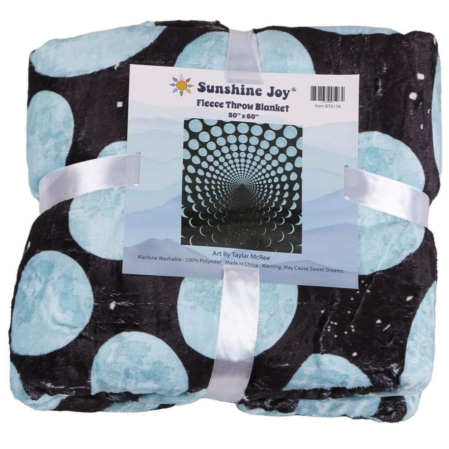 Moon Phases Fleece Throw Blanket