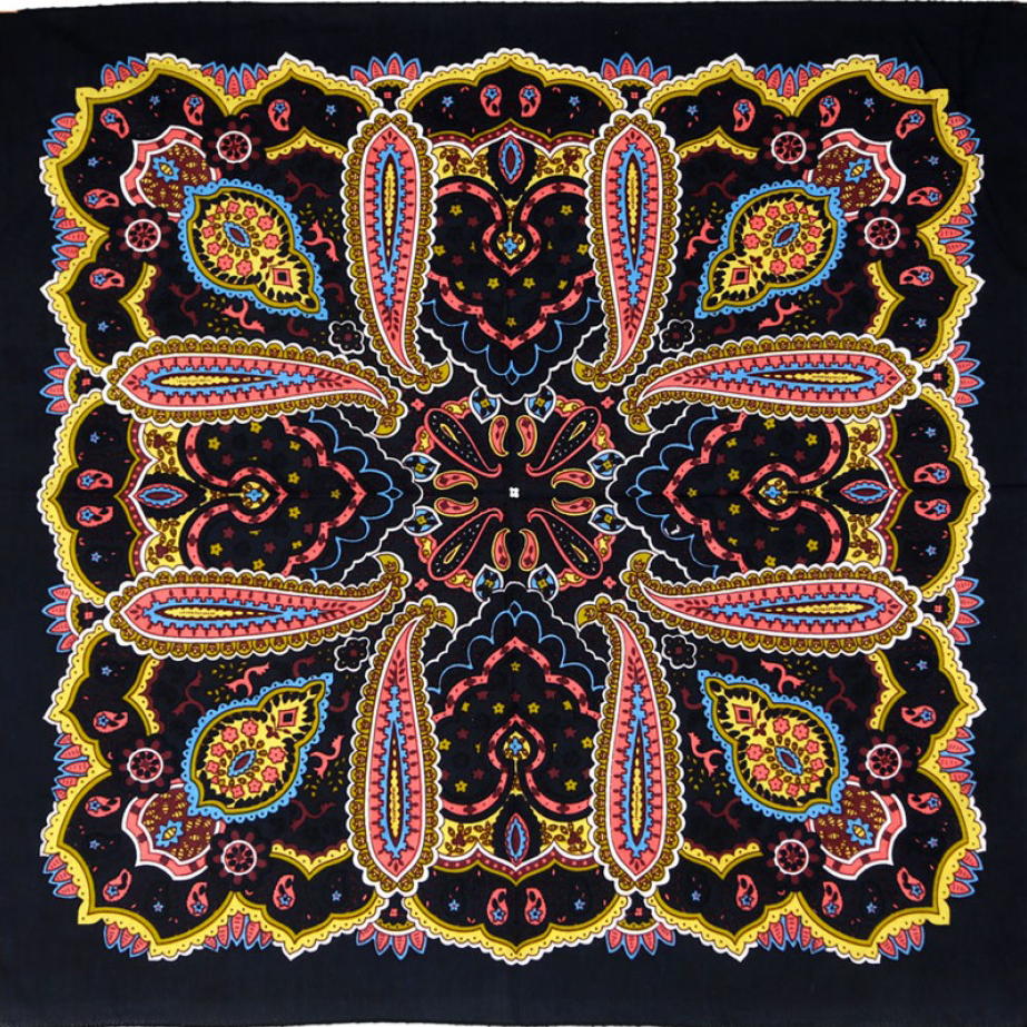 80s Paisley Bandana - Electric Coral - Retro 22x22 Cotton Headband by Sunshine Joy – 100% Cotton Bandana by Sunshine Joy