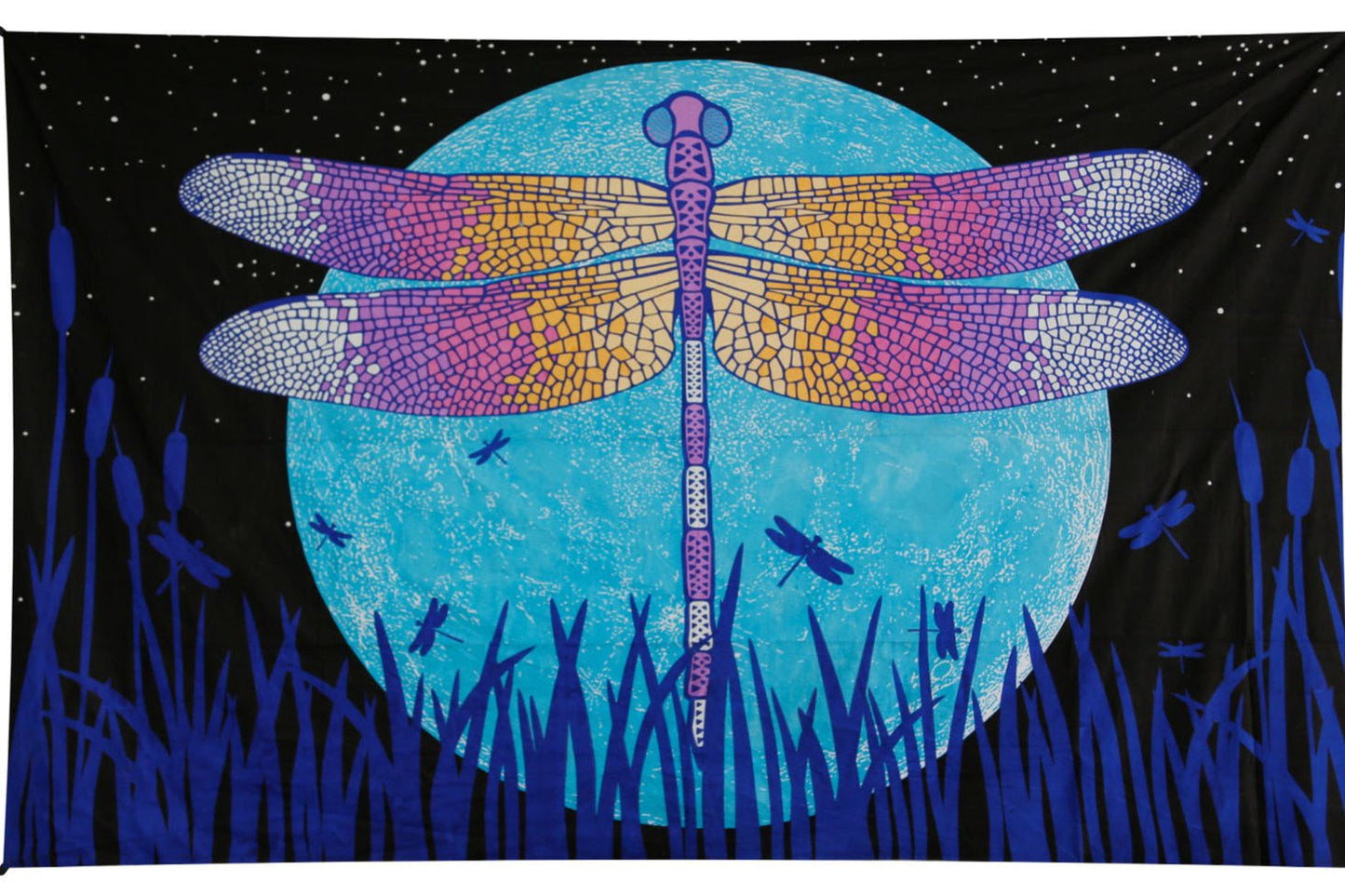 Dragonfly Full Moon Glow-in-the-Dark Tapestry by Sunshine Joy