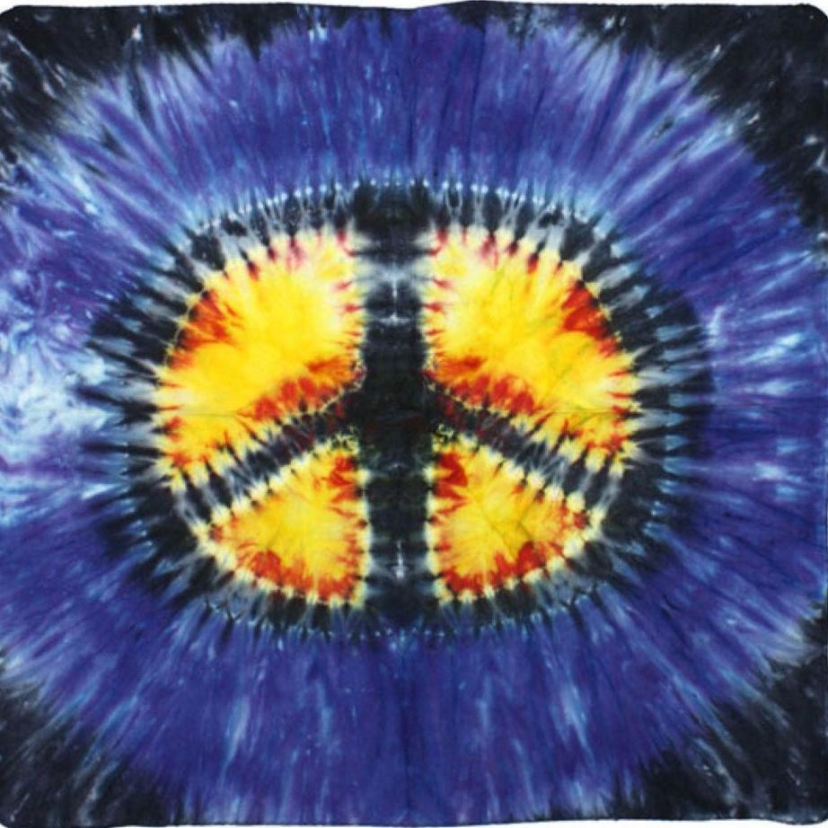 Peace-Sign Tie Dyed Bandana - 22x22 inch Cotton Bandana by Sunshine Joy – 100% Cotton Bandana by Sunshine Joy