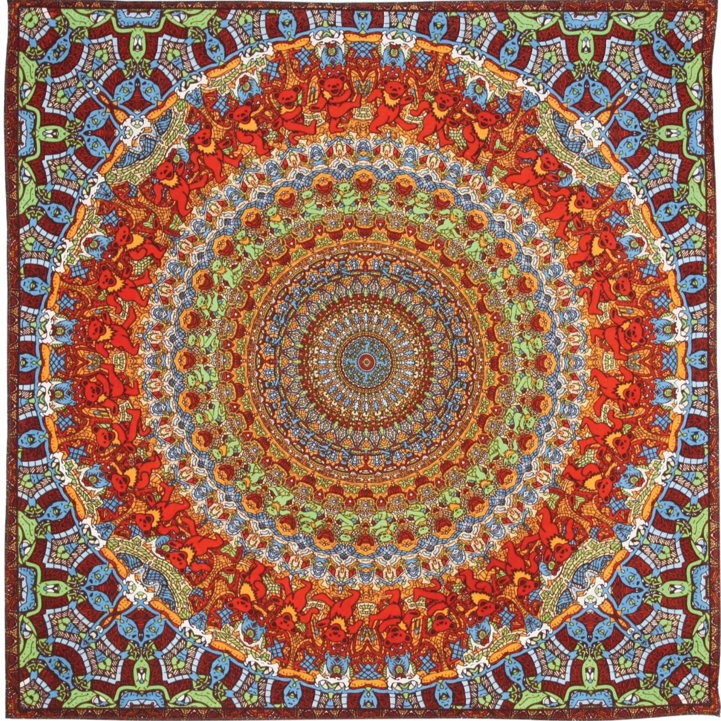 Grateful Dead Dancing Bears Mandala Bandana - 22x22 inch Cotton Bandana by Sunshine Joy – 100% Cotton Bandana by Sunshine Joy