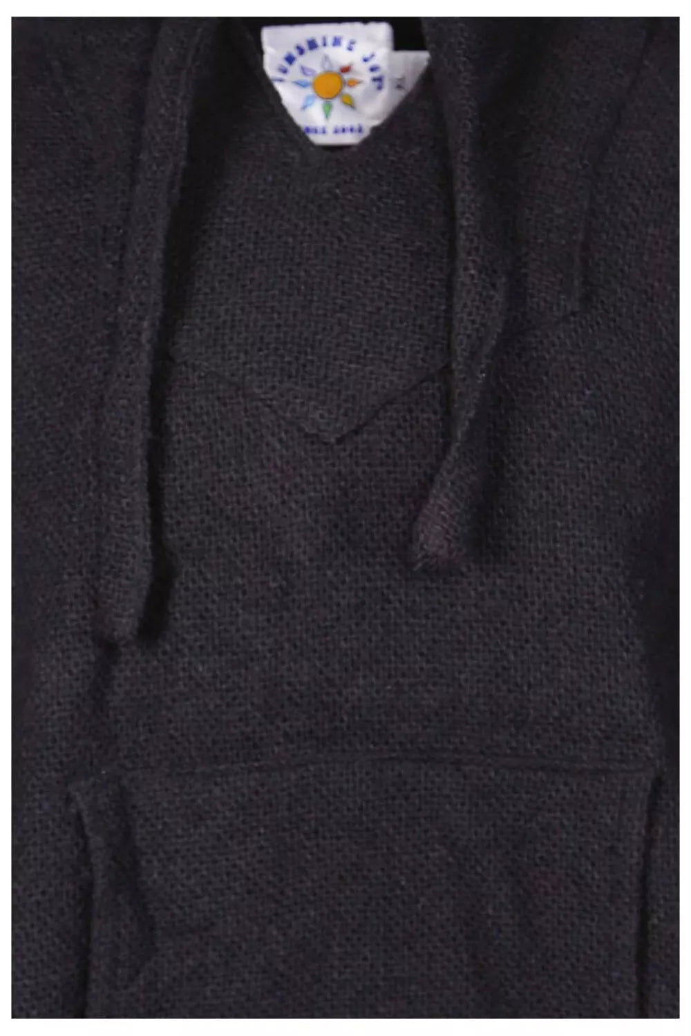 Solid Black Mexican Baja Pullover Hoodie