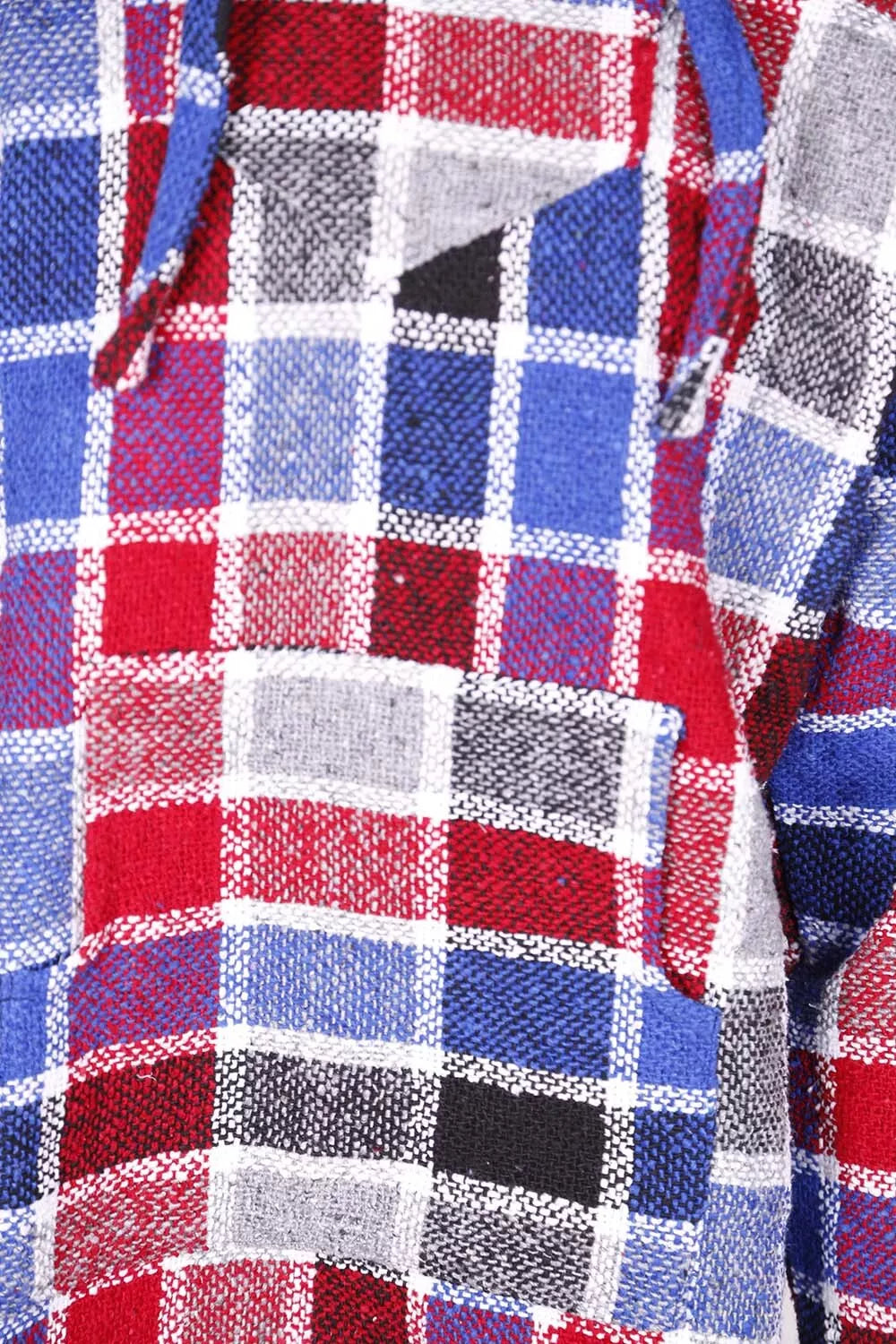 Red + Blue Plaid Mexican Baja Pullover Hoodie