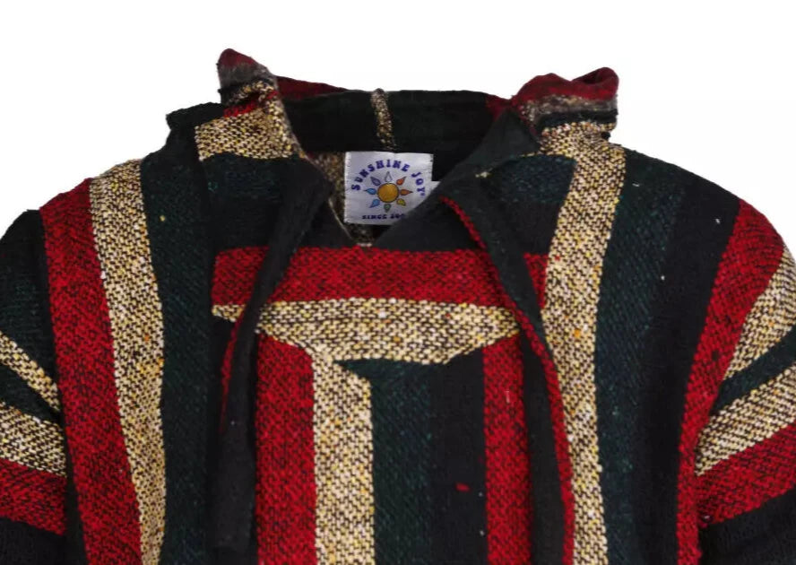 Vintage Rasta Mexican Baja Pullover Hoodie