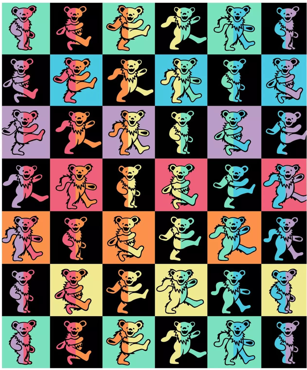 Grateful Dead Dance Floor Bears Throw Blanket