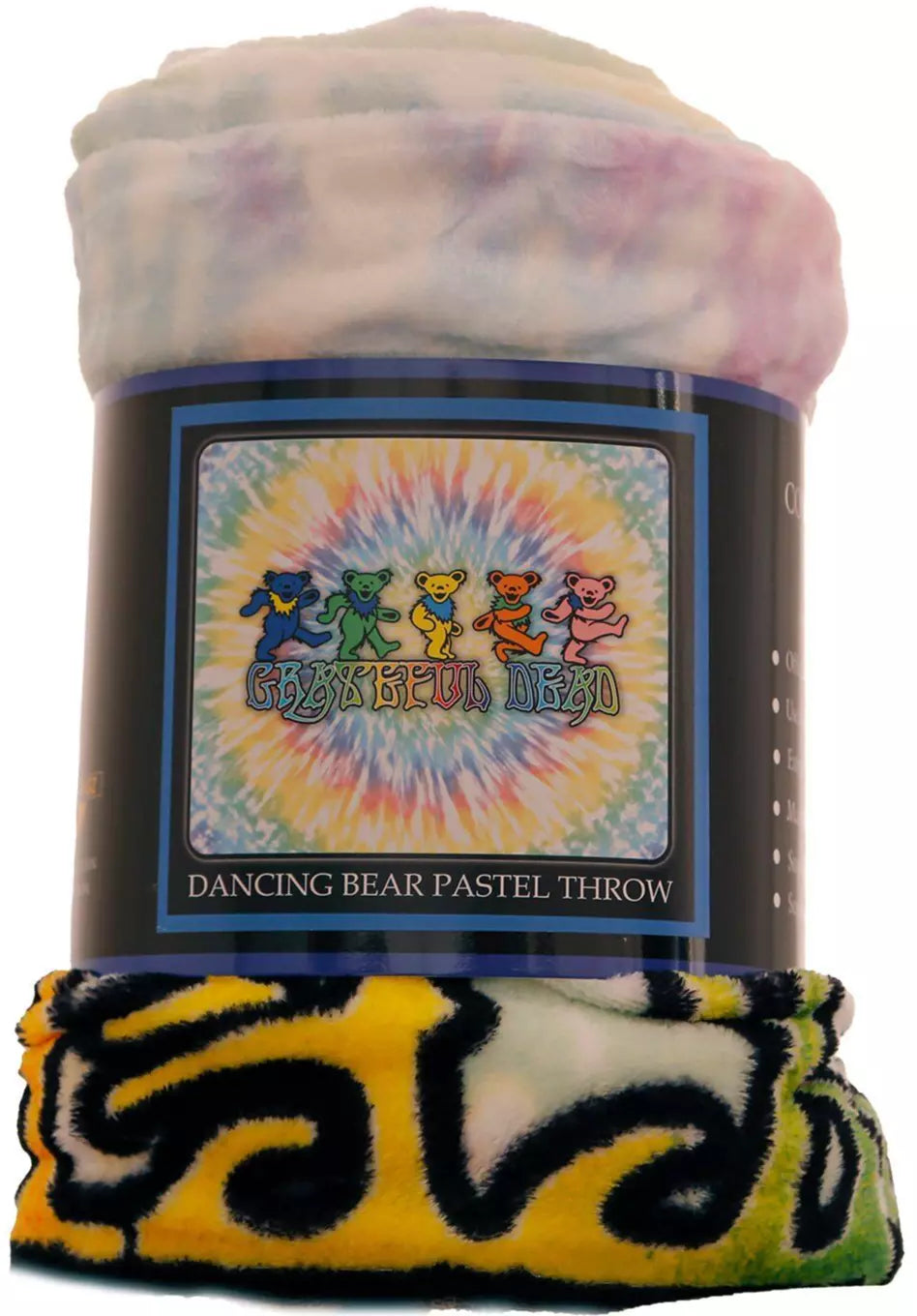 Grateful Dead Dancing Bears Pastel Tie-Dye Throw Blanket