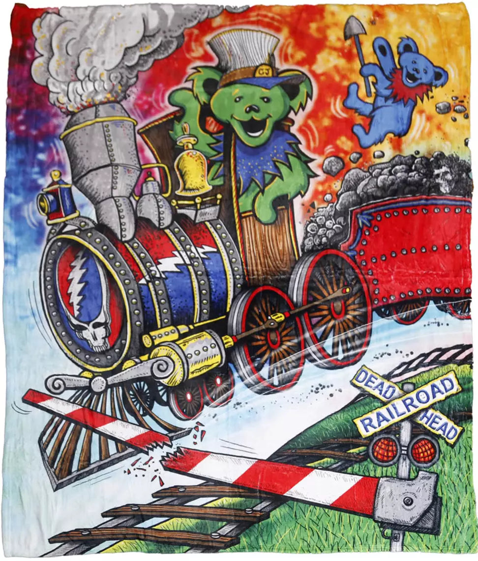 Grateful Dead Casey Jones Bear Fleece Throw Blanket
