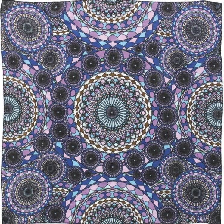 Ring of Water Kaleidoscope Mandala Bandana - 22x22 inch Cotton Bandana by Sunshine Joy – 100% Cotton Bandana by Sunshine Joy
