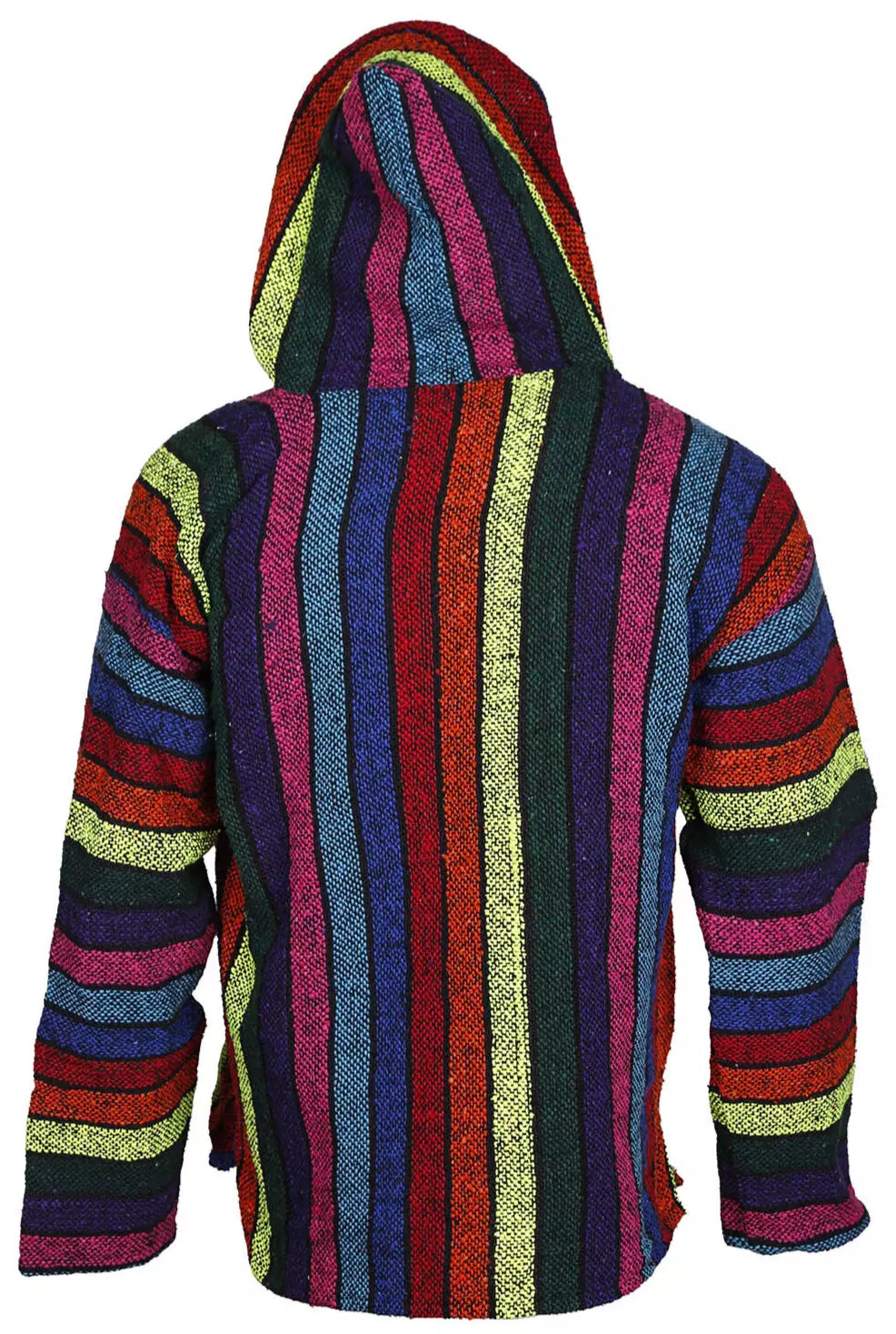 Neon Rainbow Stripe Mexican Baja Pullover Hoodie