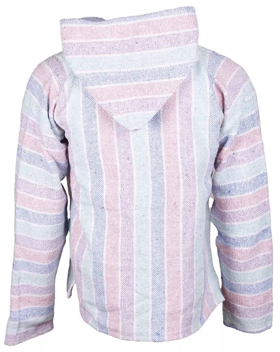 Pastel Sunrise Striped Mexican Baja Pullover Hoodie