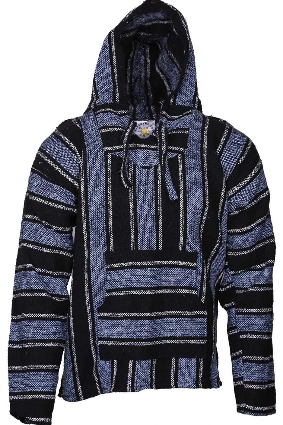 Sky Blue Stripe Mexican Baja Pullover Hoodie