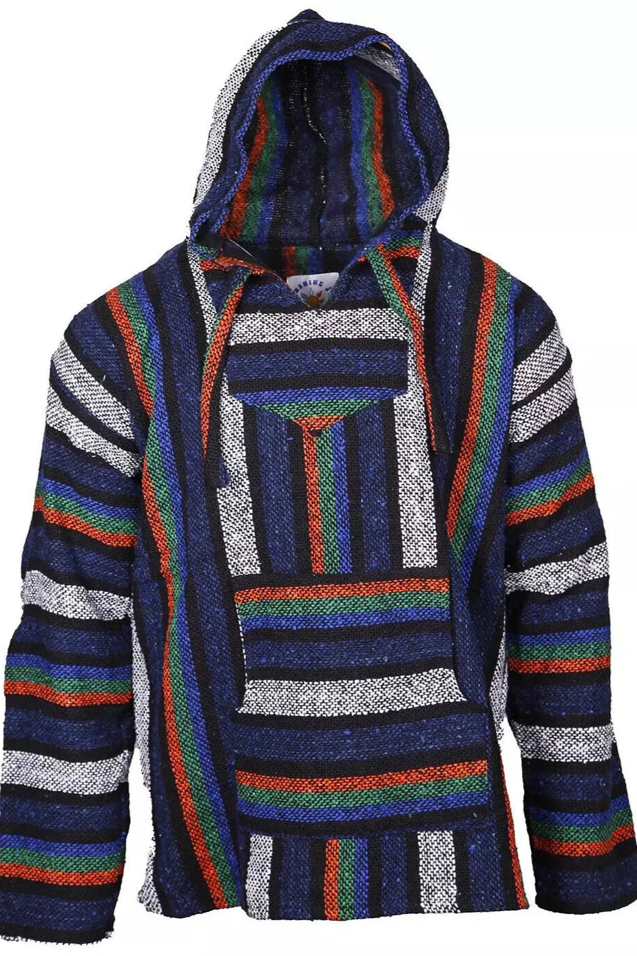 Mayan Night Stripe Mexican Baja Pullover Hoodie