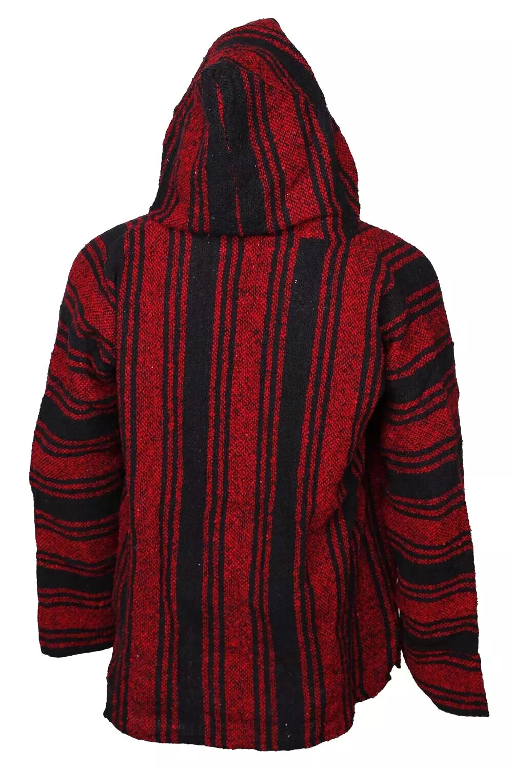 Red + Black Stripe Mexican Baja Pullover Hoodie