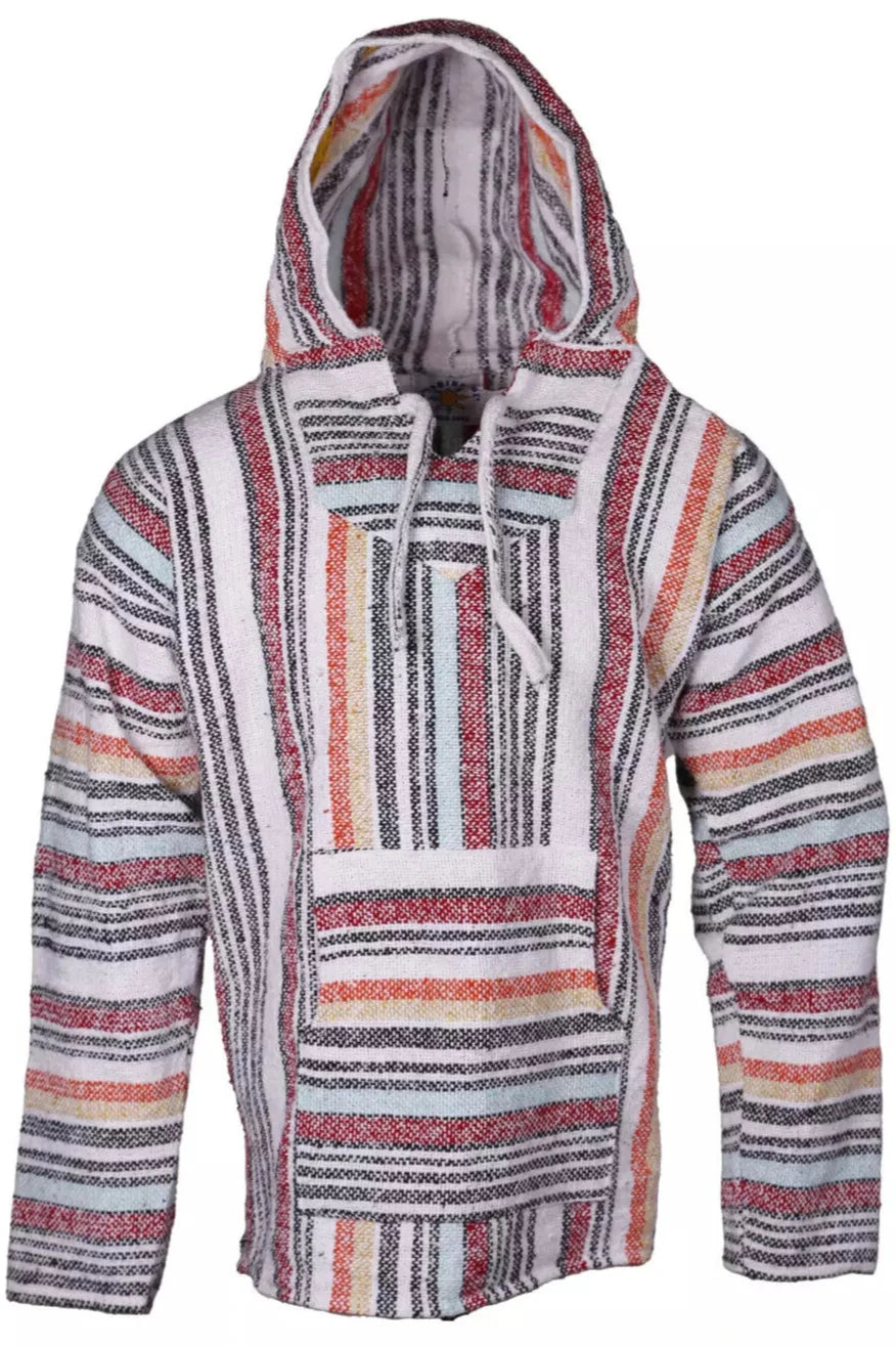 Vintage Striped Mexican Baja Pullover Hoodie