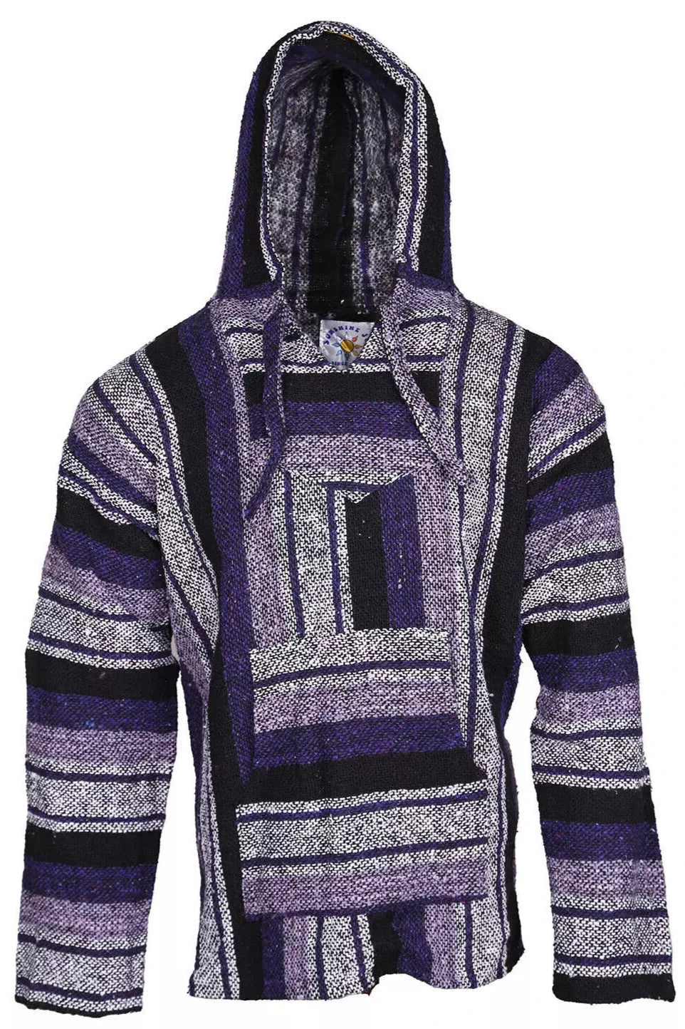 Purple + White Stripe Mexican Baja Pullover Hoodie