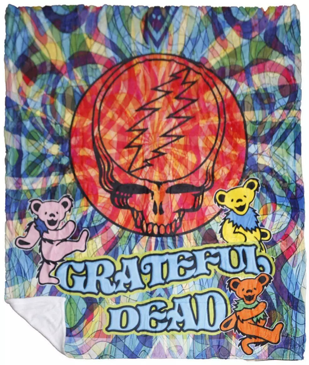 Grateful Dead Steal Your Face Swirls Throw Blanket