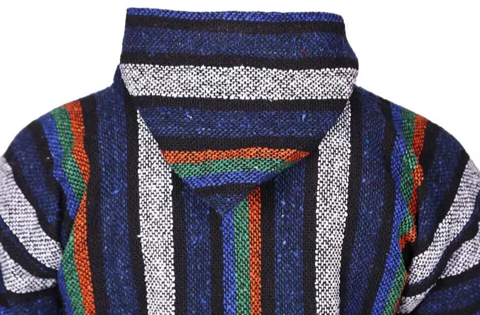 Mayan Night Stripe Mexican Baja Pullover Hoodie