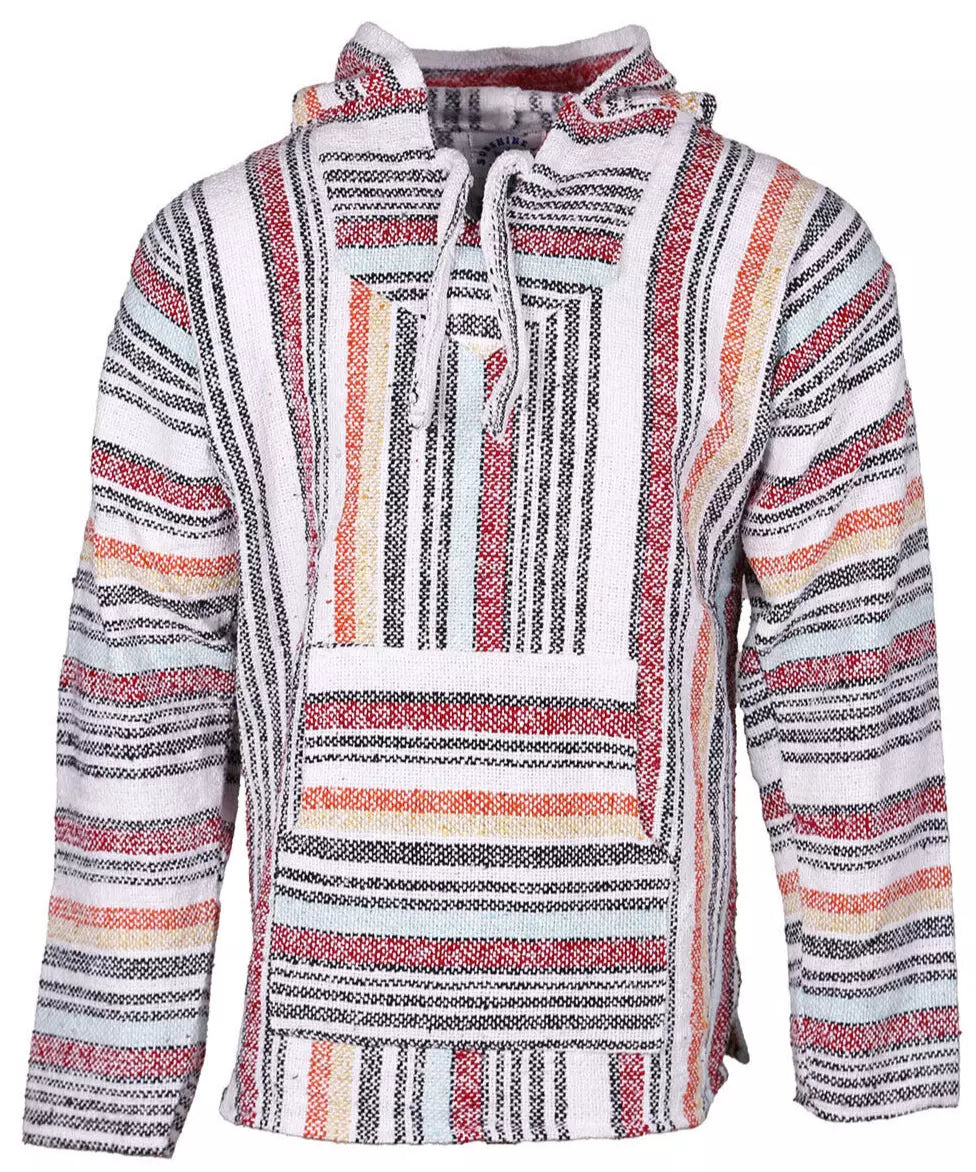Vintage Striped Mexican Baja Pullover Hoodie