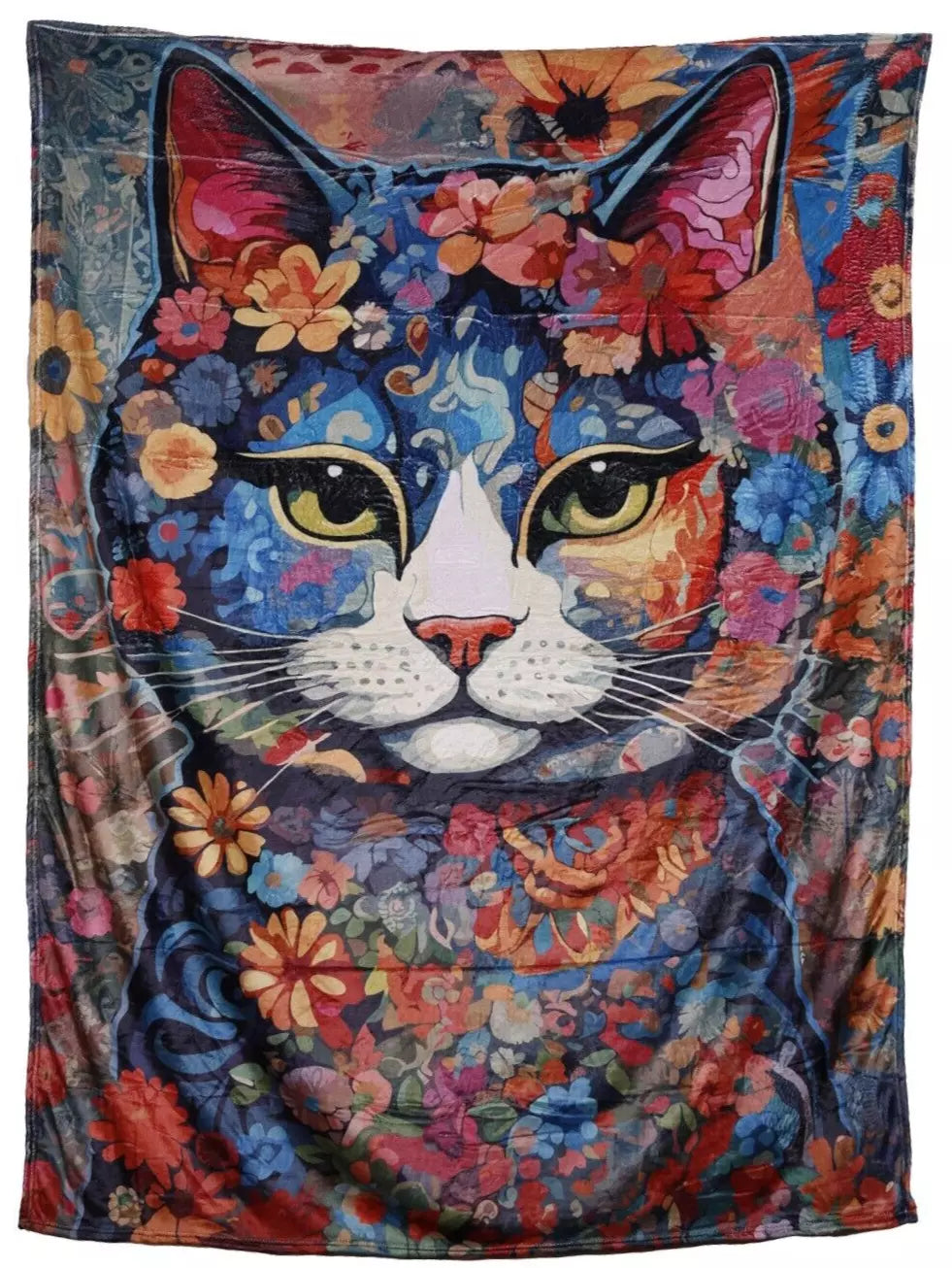 Hippie Cat Fleece Blanket