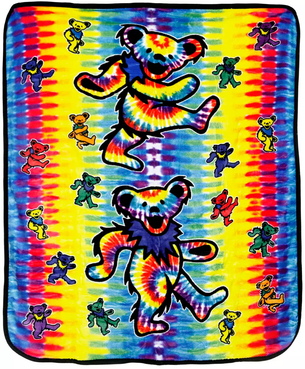 Grateful Dead Tie-Dye Dancing Bears Throw Blanket