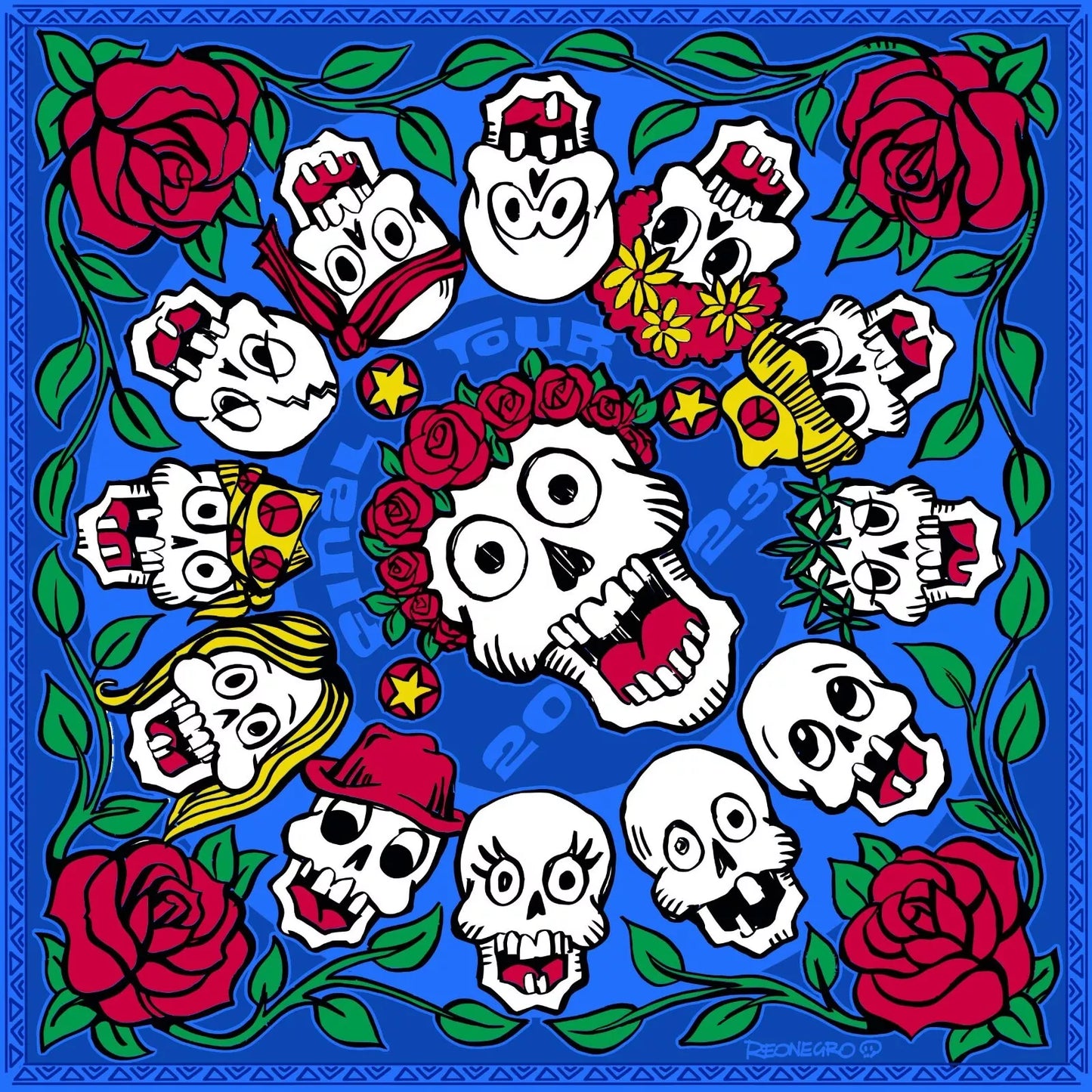 Last Tour Bandana by Antonio Reonegro - 22x22 inch Cotton Bandana by Sunshine Joy – 100% Cotton Bandana by Sunshine Joy