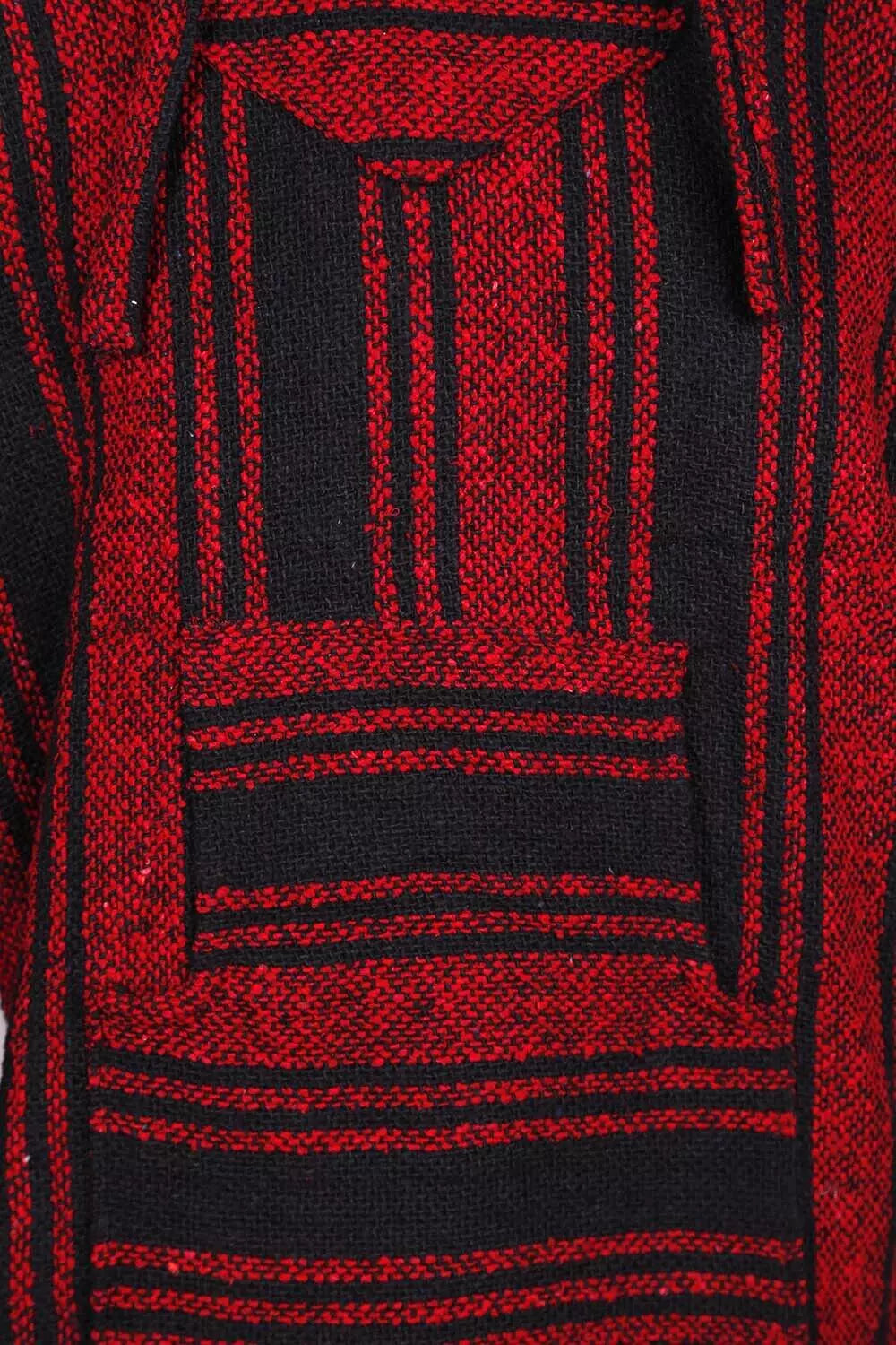 Red + Black Stripe Mexican Baja Pullover Hoodie