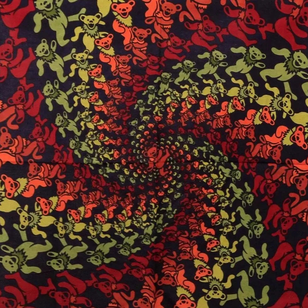 Grateful Dead Dancing Bears Earth Tone Spiral Bandana - 22x22 inch Cotton Bandana by Sunshine Joy – 100% Cotton Bandana by Sunshine Joy