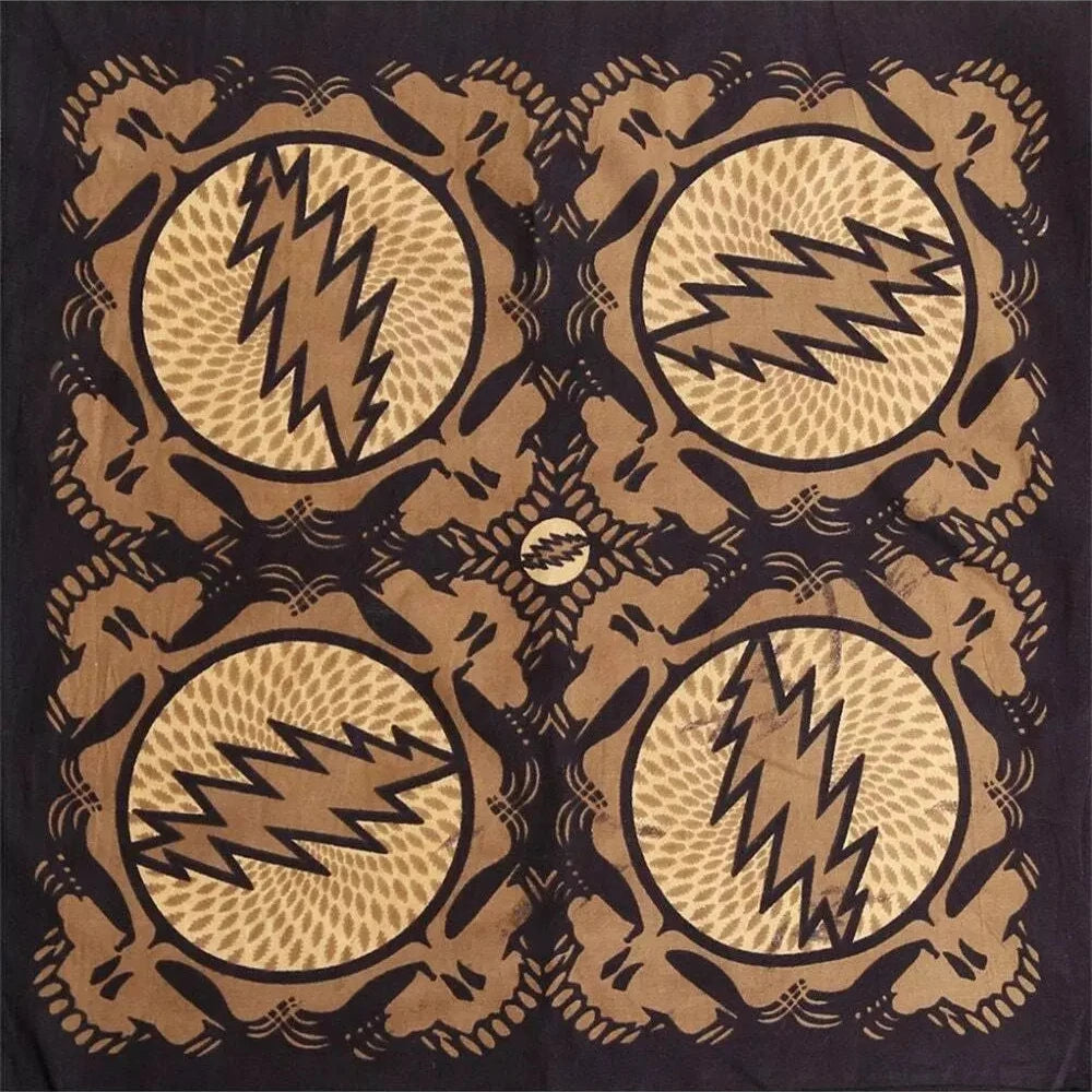 Grateful Dead Spin Your Face Bandana Tan - 22x22 inch Cotton Bandana by Sunshine Joy – 100% Cotton Bandana by Sunshine Joy