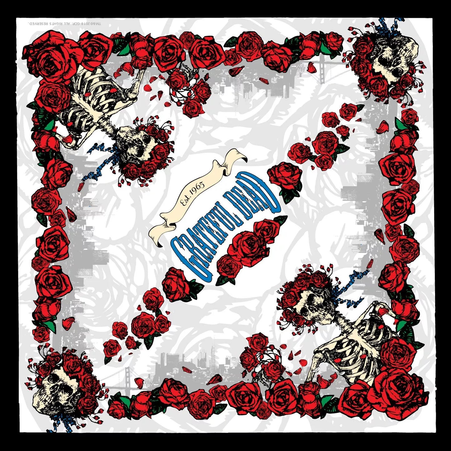 Grateful Dead Bertha Skull & Roses Bandana - 22x22 inch Cotton Bandana by Sunshine Joy – 100% Cotton Bandana by Sunshine Joy