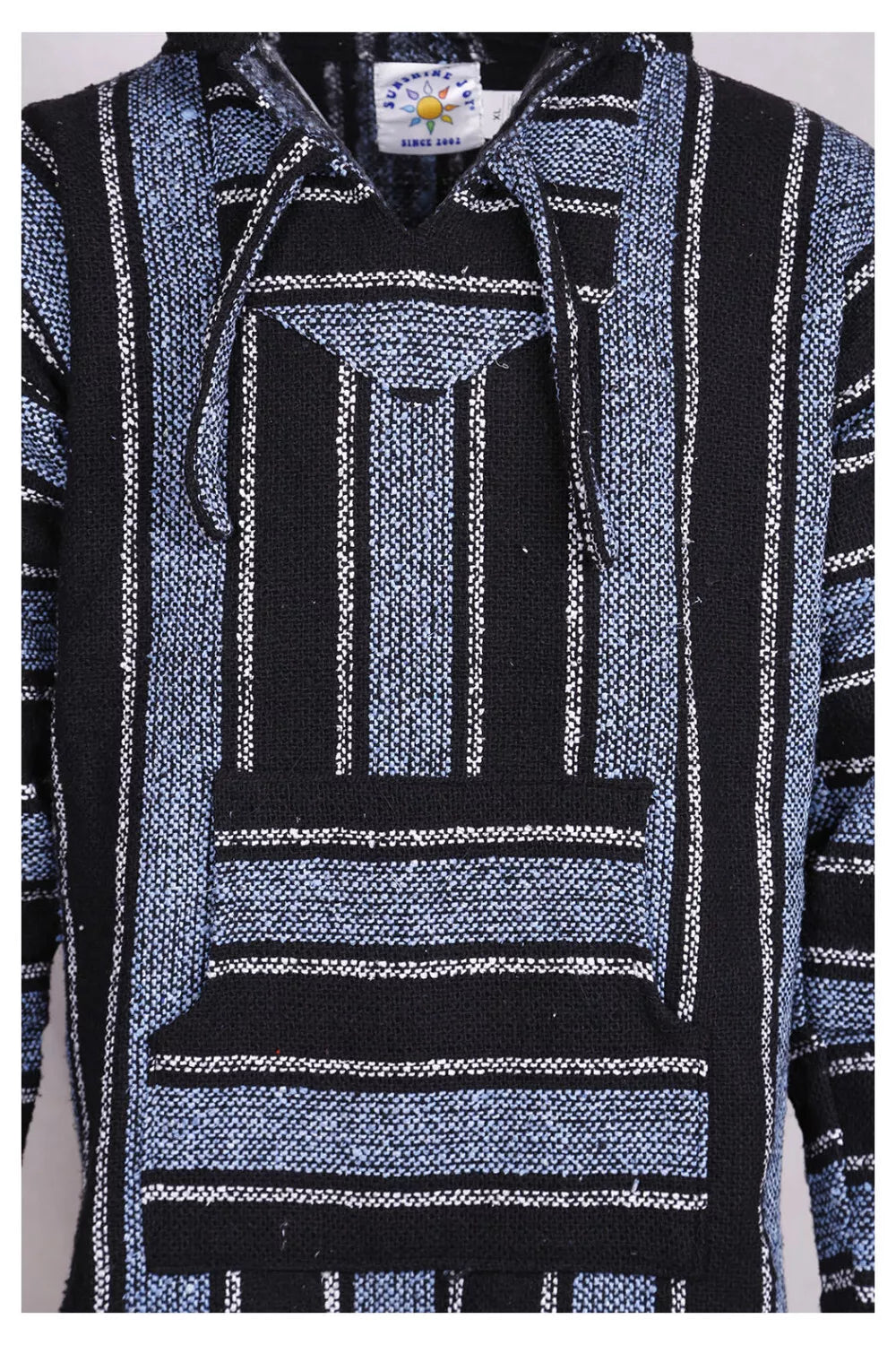 Sky Blue Stripe Mexican Baja Pullover Hoodie