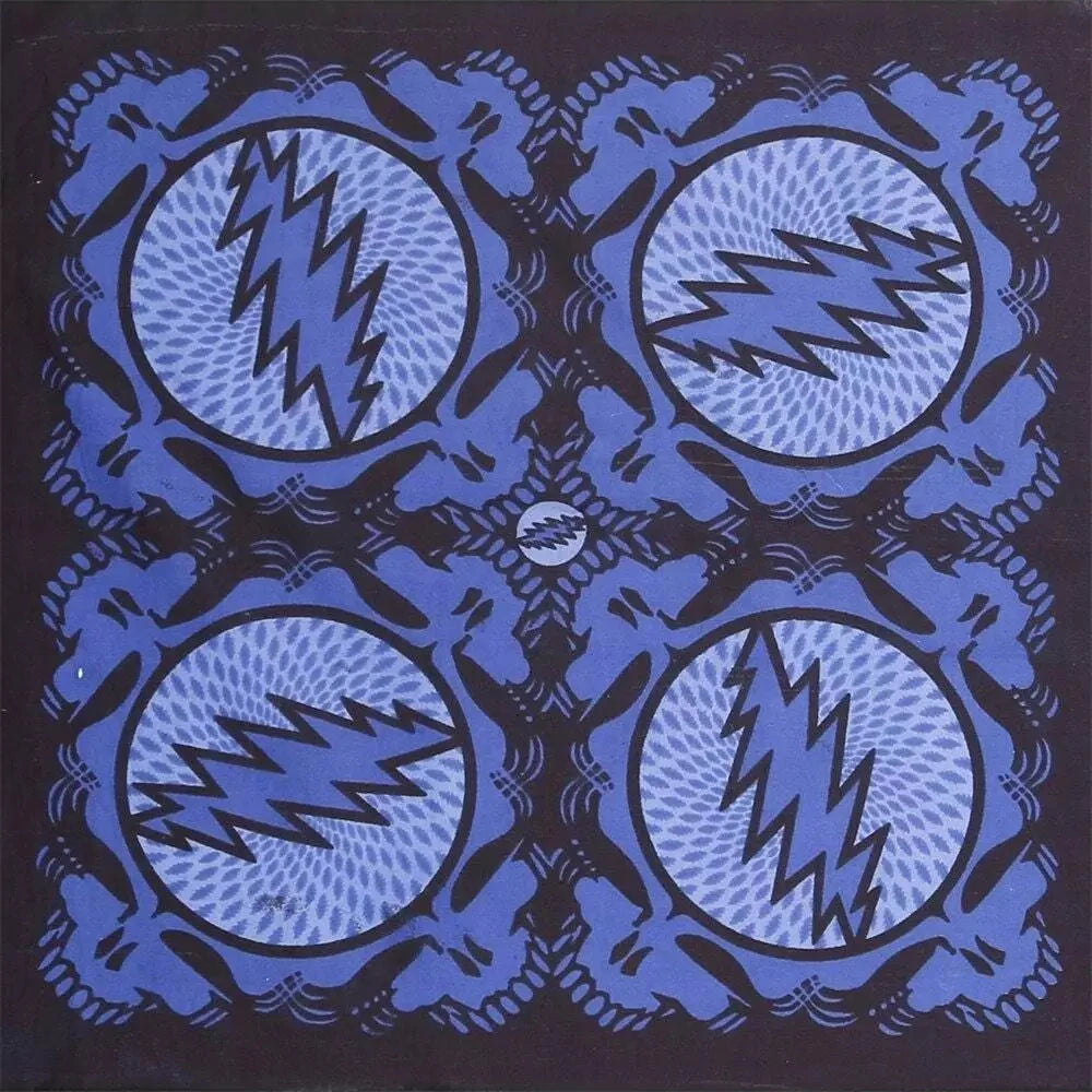 Grateful Dead Spin Your Face Bandana Blue - 22x22 inch Cotton Bandana by Sunshine Joy – 100% Cotton Bandana by Sunshine Joy