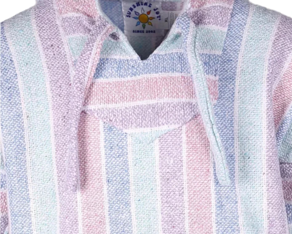 Pastel Sunrise Striped Mexican Baja Pullover Hoodie