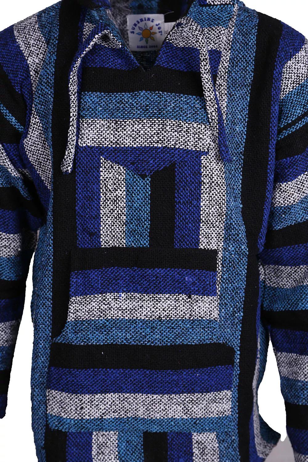Royal Blue Stripe Mexican Baja Pullover Hoodie