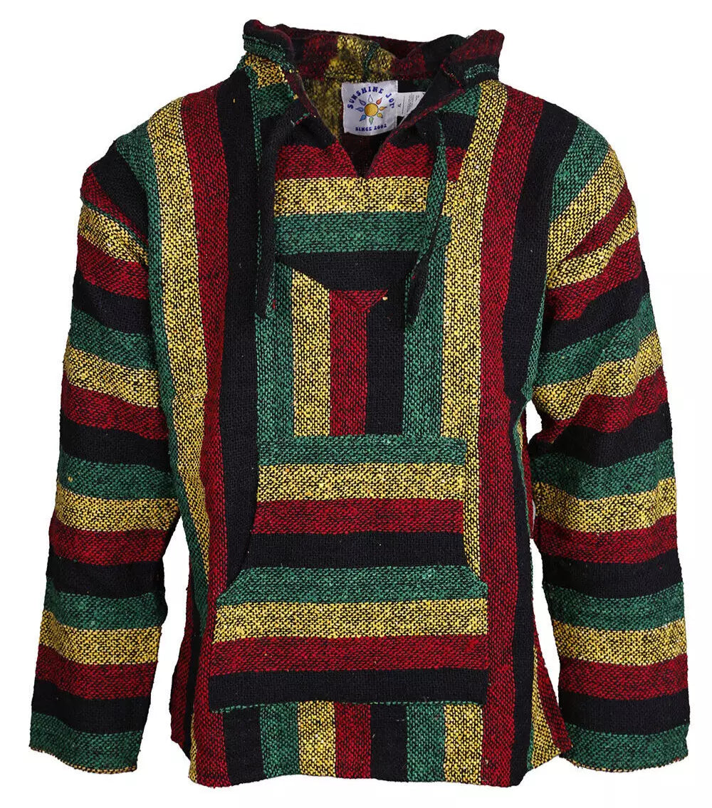 Rasta Stripe Mexican Baja Pullover Hoodie