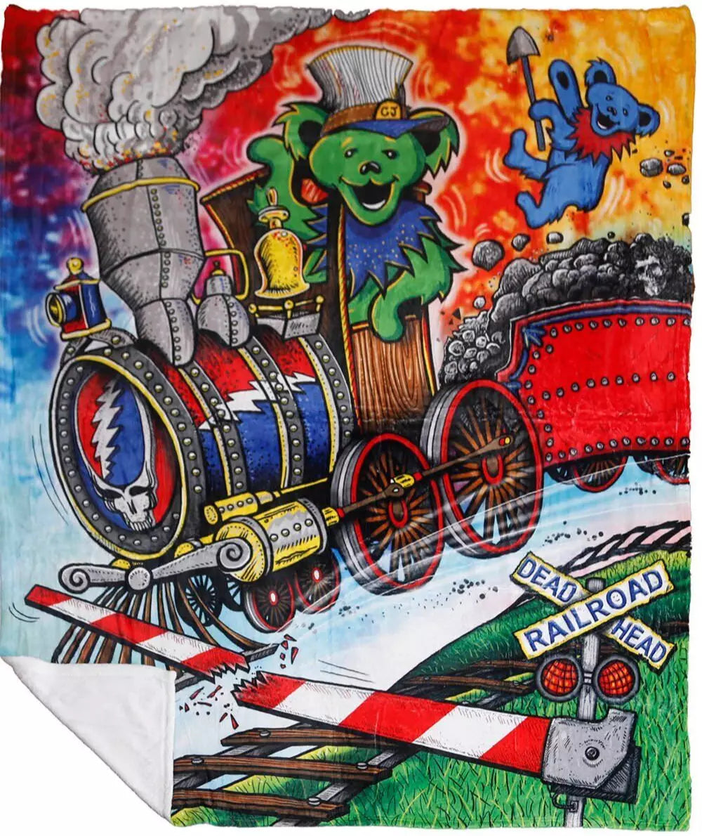 Grateful Dead Casey Jones Bear Fleece Throw Blanket
