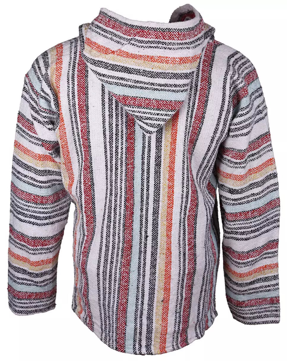 Vintage Striped Mexican Baja Pullover Hoodie
