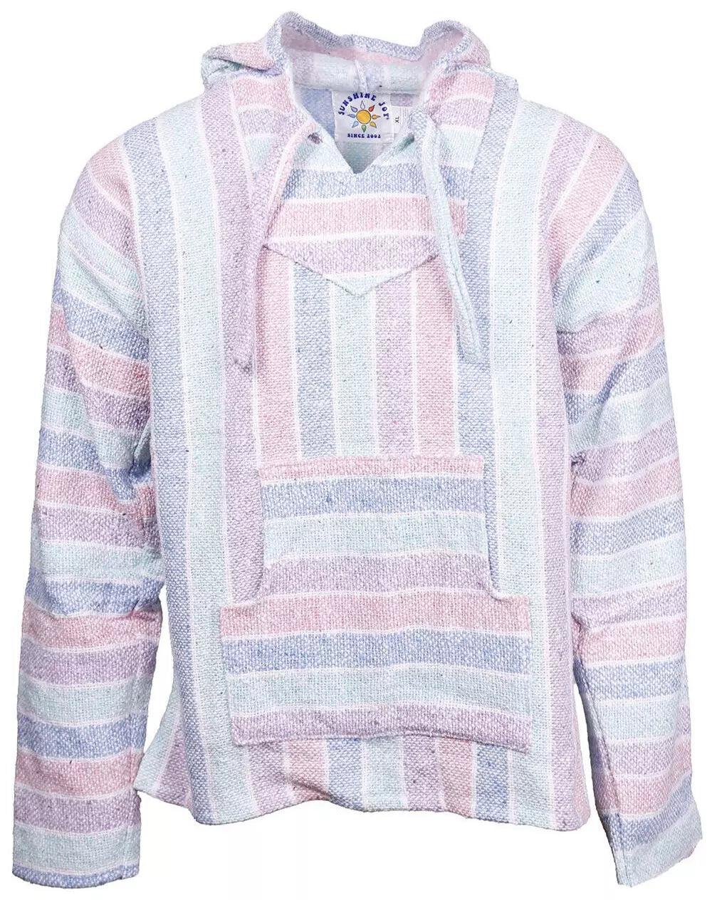 Pastel Sunrise Striped Mexican Baja Pullover Hoodie