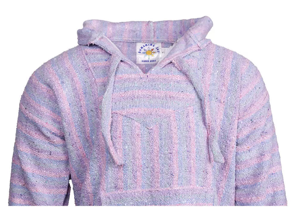 Pastel Stripe Mexican Baja Pullover Hoodie
