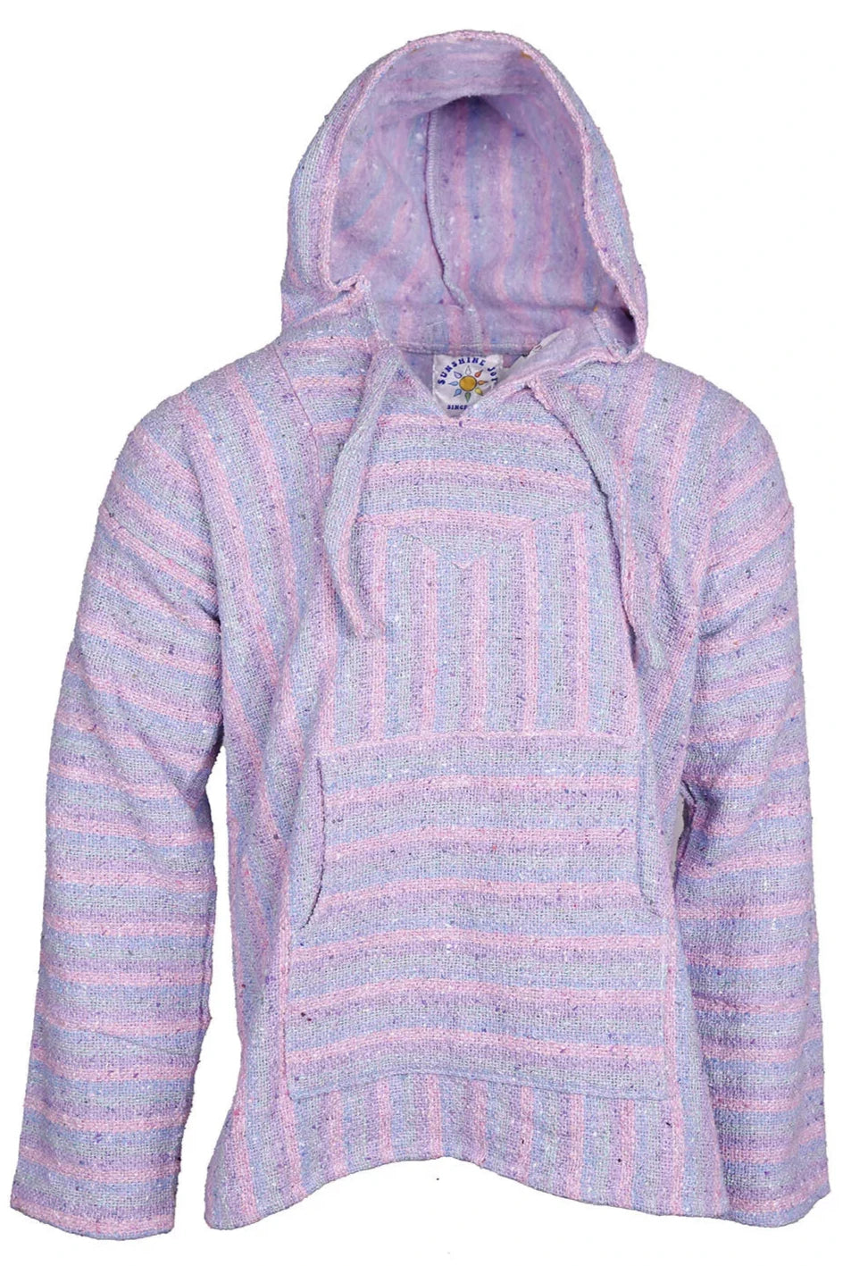 Pastel Stripe Mexican Baja Pullover Hoodie