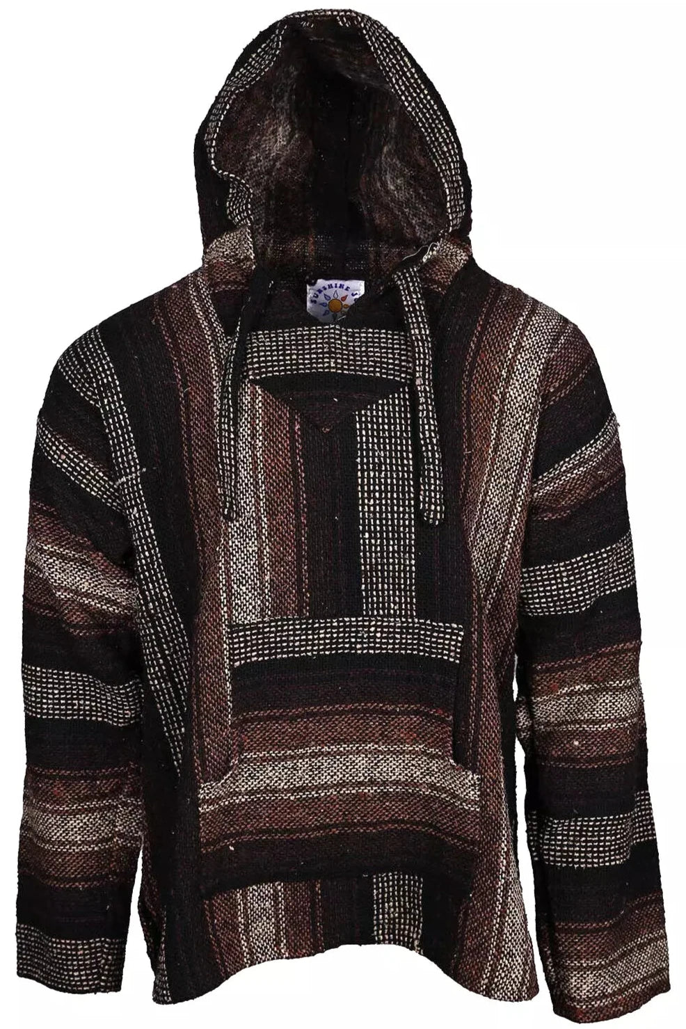 Coyote Striped Mexican Baja Pullover Hoodie