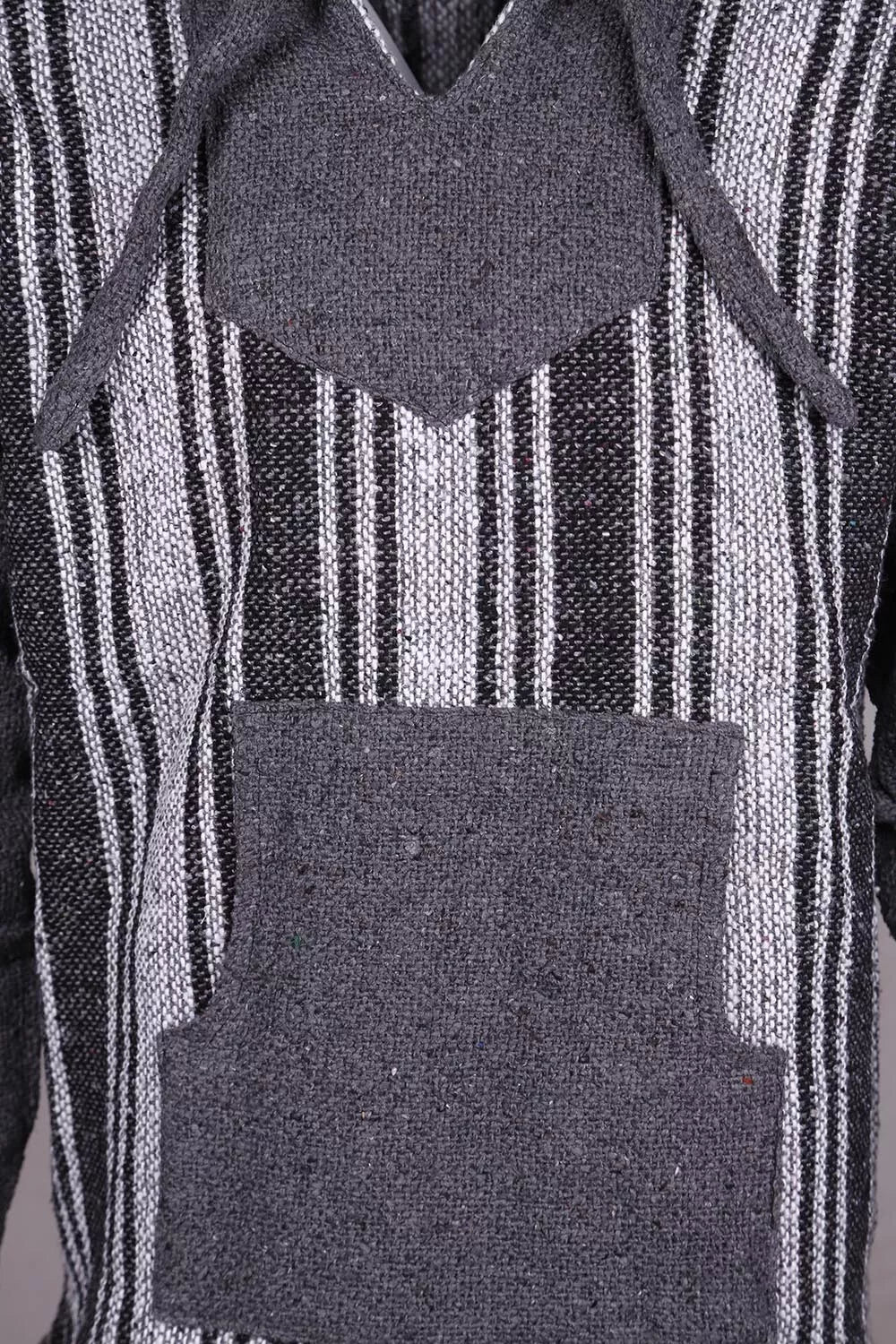 Grey Sleeves Striped Mexican Baja Pullover Hoodie