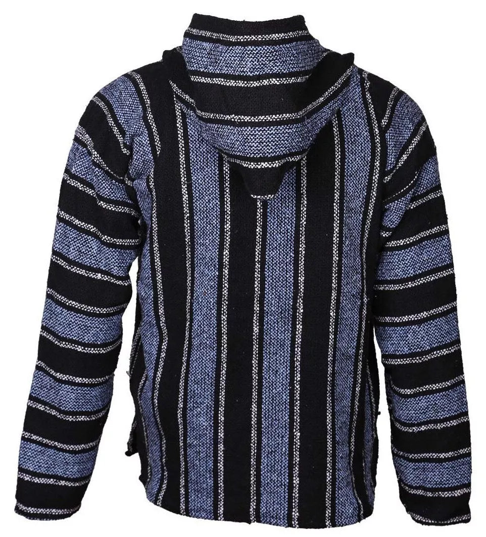 Sky Blue Stripe Mexican Baja Pullover Hoodie