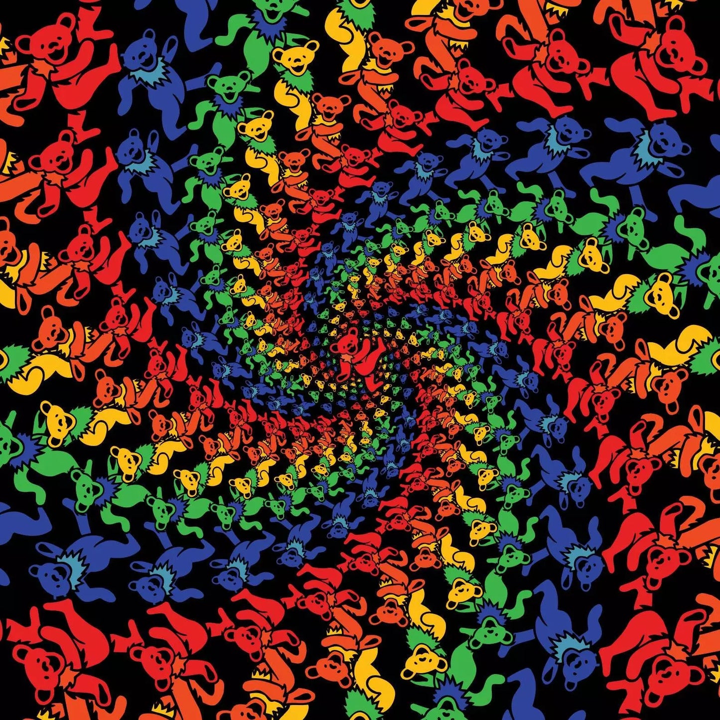 Grateful Dead Dancing Bears Rainbow Spiral Bandana - 22x22 inch Cotton Bandana by Sunshine Joy – 100% Cotton Bandana by Sunshine Joy