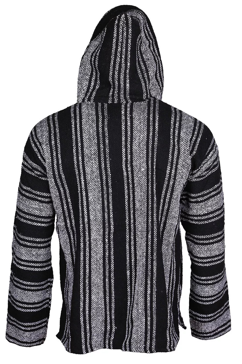 Black + White Stripe Mexican Baja Pullover Hoodie