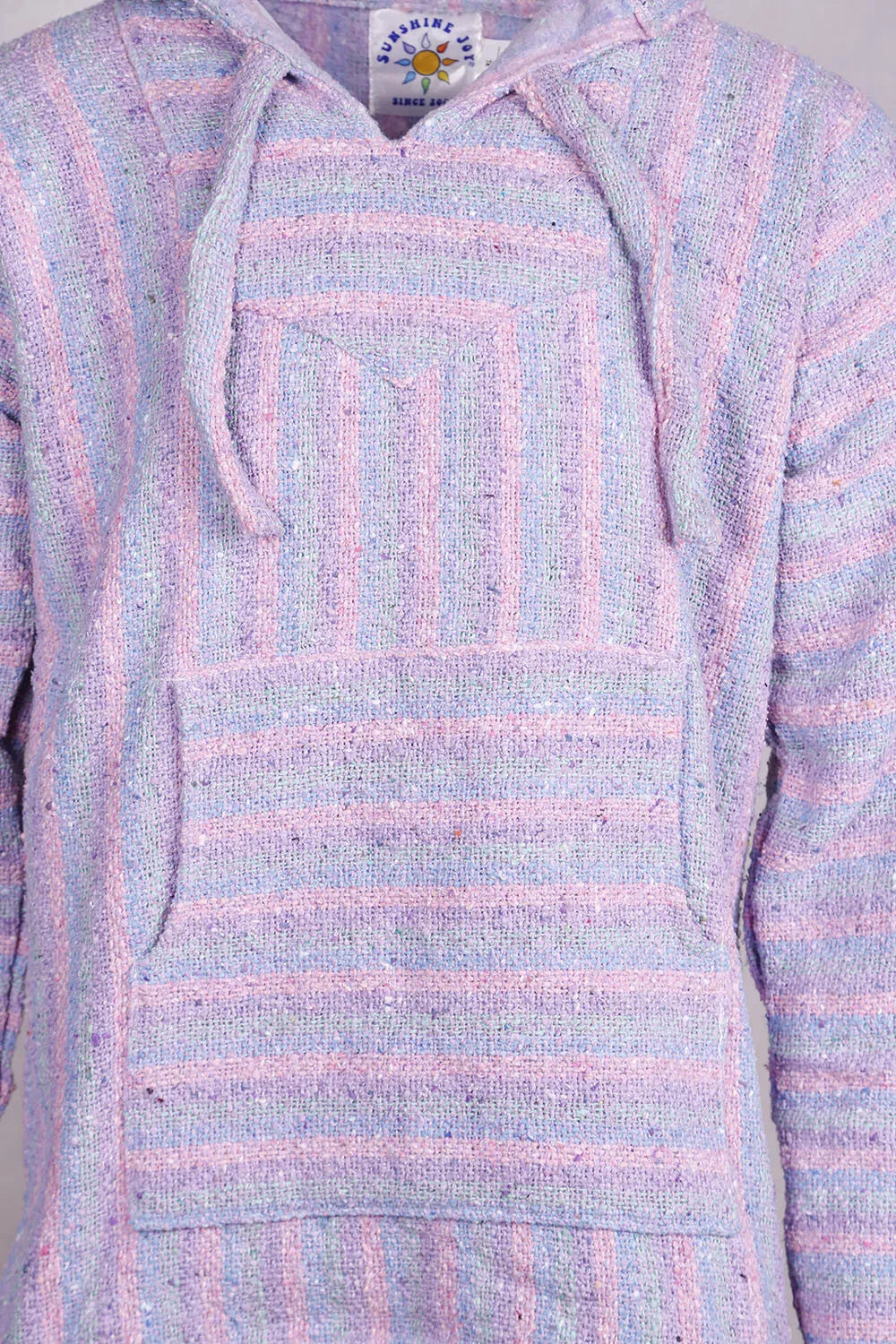 Pastel Stripe Mexican Baja Pullover Hoodie