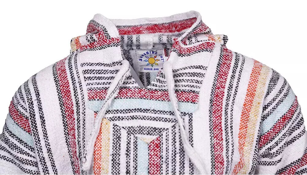 Vintage Striped Mexican Baja Pullover Hoodie