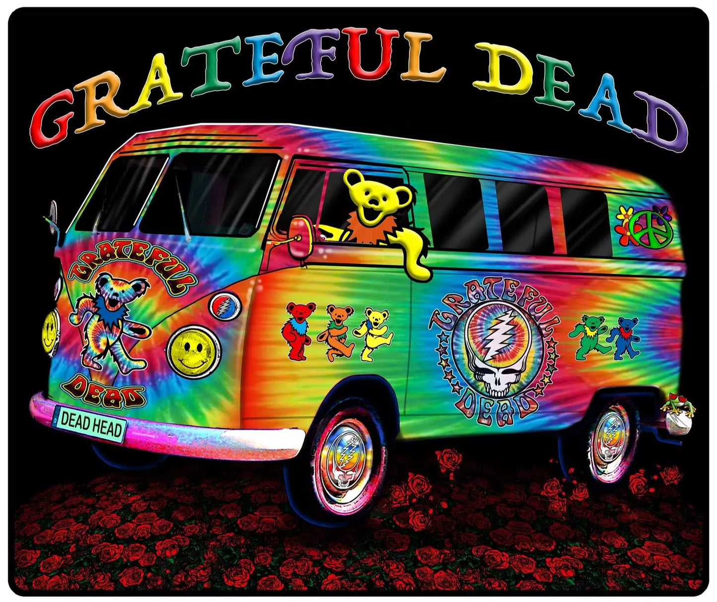 Grateful Dead Tie Dyed Bus Throw Blanket
