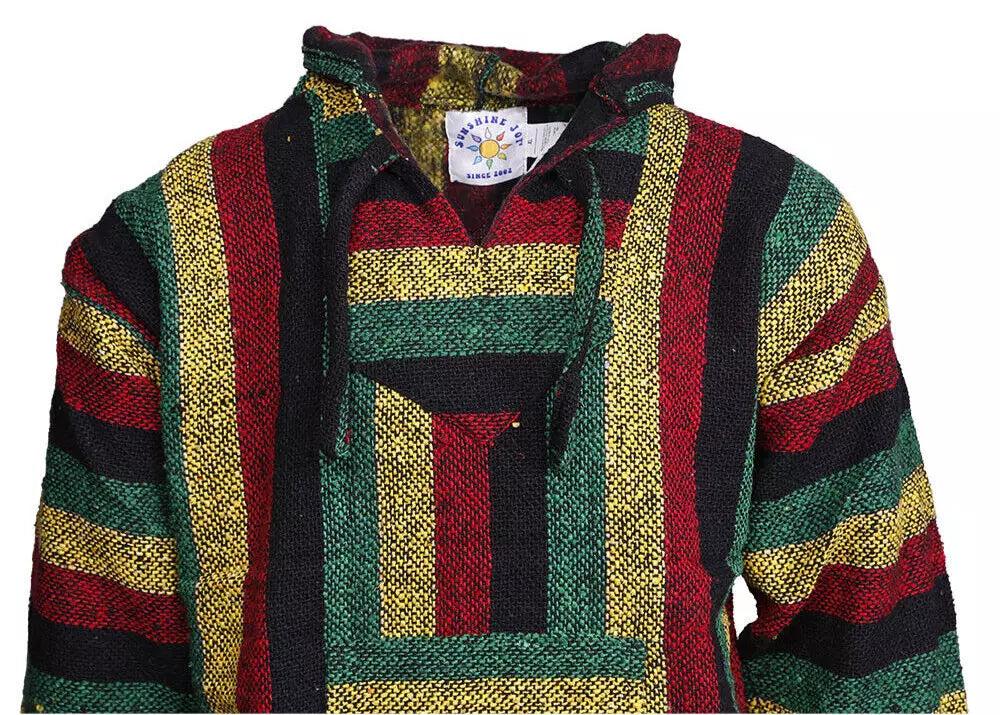 Rasta Stripe Mexican Baja Pullover Hoodie